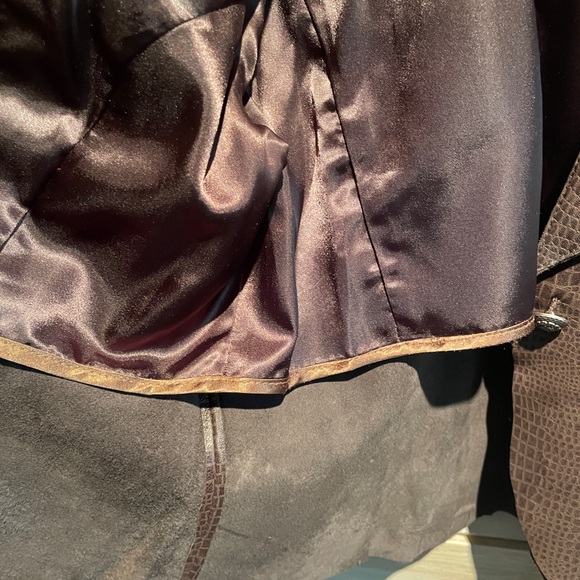 Guillaume Brown Snake Embossed Leather Blazer - Sz S - Picture 6 of 8